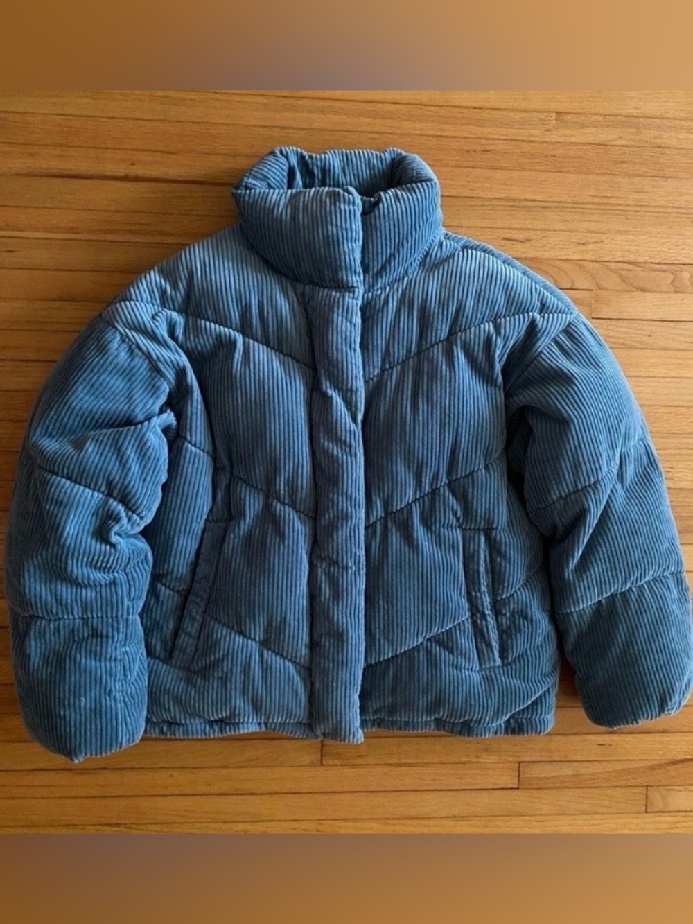 Joe Fresh Blue Corduroy PrimaLoft Puffer Jacket XL NWOT